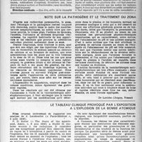 0938 - Page 923 - Partie scientifique. La part du médecin traitant dans la préparation des cures thermales et climatiques, par le Docteur Jean Godonnèche / Note sur la pathogénie et le traitement du zona / Le tableau clinique provoqué par l'exposition à l’explosion de la bombe atomique
