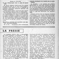 0940 - Page 925 - Partie scientifique. Les sociétés savantes. Société de médecine de Paris. Séance du 22-2-1946. Les Sulfamido-résistants n’existent pas en urologie quand les foyers d’infection ont été détruits / Société des chirurgiens de Paris. Séance du 15-2-1946. Un cas d’hémorragie dans la gaine du grand droit / Épithélioma sténosant de la première anse jéjunale, opération, guérison / Arthrites chroniques de la hanche chez les syphilitiques / La presse. Les tendances actuelles dans la thérapeutique des ulcères gastriques et duodénaux [(« La Semaine des Hôpitaux de Paris », 14 juin 1946)]