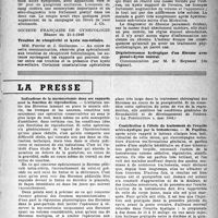 1006 - Page 991 - Partie scientifique. Les sociétés savantes. Société médicale des hôpitaux de Paris. Un cas parisien de tularémie, (29-3-1946) / Société française de gynécologie, Séance du 21-1-1946. Troubles de réceptivité et kyste sus-sellaire / Pseudo-fibrome de nature inattendue / Dégénérescence hydropique d’un fibrome avec pseudo-kyste central / La presse. Indications de la myomectomie dans ses rapports avec la fonction de reproduction [(« La Puériculture », mai 1946)] / Contribution à l’étude du traitement de I’ovarite scléro-kystique par la testostérone [(« Rev. Fr. de gynécologie », mai 1946)]