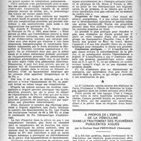1063 - Page 1048 - Partie scientifique. Le pneumothorax isotherme, par le Docteur Haimovici / A propos de l’emploi de la pénicilline dans le traitement des pleurésies purulentes aiguës, par le Docteur René Petit Jean