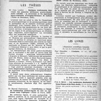 1066 - Page 1051 - Partie scientifique. Nouvelles d'Amérique. La science française à l’honneur / Les thèses. Quelques traitements nouveaux des poussées ulcéreuses gastro-duodénales rebelles : la novocaïne et les injections intra-veineuses d’atropine-bromure de sodium, par Jean Loubet (Thèse de Bordeaux, 1945) / Contribution à l’étude de l’utilisation médico-légale du test au cardiazol dans l’épilepsie, par Dr Marcel Couturaud (Thèse de Paris, 1945) / Le traitement de la syphilis primaire et secondaire par les arsénones, par Dr Henri Delabaude (Thèse de Bordeaux, 1945) / Les livres. L’anémie, par Paul Chevallier, L’Expansion scientifique française, Paris (6e) / Les syndromes douloureux de la fosse iliaque et du flanc droits, par Prof. E. Mériel, G. Doin et Cie, éditeurs, Paris (6e)