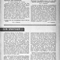 1134 - Page 1119 - Partie scientifique. Les sociétés savantes. Société de médecine, chirurgie et pharmacie de Toulouse. Les aménorrhées post-radiothérapiques / Appendicite aiguë. Radiothérapie / A propos d’un cas de pemphigus observé chez un enfant / Traitement des diabètes graves avec une seule injection quotidienne de mélanges d’insuline / La presse. Sciatiques discales et non discales [(« La Semaine des Hôpitaux de Paris ». 21 juin 1946)] / Les ombres radiologiques pulmonaires étendues, diffuses et fugaces de certaines pneumopathies aiguës [(« Lyon Médical », 24 juin 1946)] / Intérêt de l’électro-encéphalographie en clinique [(« Montpellier - Médical », avril 1946)]