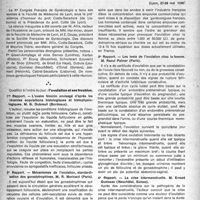 1169 - Page 1154 - Partie scientifique. Les congres. Le XIVe congrès des médecins aliénistes et neurologistes de France et des pays de langue française, par le Dr Rémi Cochemé / Xe congrès français de gynécologie (Lyon, 27-29 mai 1946). Question à l'ordre du jour : l’ovulation et ses troubles