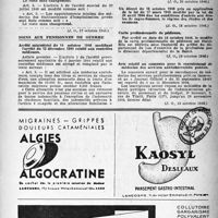 1284 - Page 1269 - À travers l'officiel. Hôspitalisation privée / Soins aux pensionnes de guerre / Santé publique