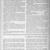 1290 - Page 1275 - Partie scientifique. Pratique médicale infantile. Le rhumatisme articulaire aigu, Dr R. Liège / A propos de l’erythème noueux