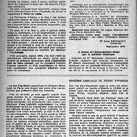 1325 - Page 1310 - Partie scientifique. L’auto-analgésie obstétricale à la campagne et... partout / Épidémie familiale de fièvre typhoïde