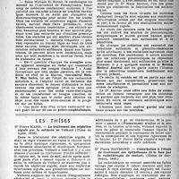 1328 - Page 1313 - Partie scientifique. Nouvelles d’Amérique / Les thèses. Le traitement des néphrites aiguës par la méthode de Volhard, par Dr Pierre Kahn (Thèse de Lyon, 1915) / Contribution à l’étude du traitement des épithéliomas de la face par la radiothérapie de contact, par Dr Pierre Raymond (Thèse de Bordeaux, 1945)