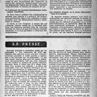 1374 - Page 1359 - Partie scientifique. Les sociétés savantes. Société des chirurgiens de Paris, Séance du 5-4-1946. A propos des indications de la colpectomie (opération de Lefort) dans la cure des prolapsus utérins / Le traitement des fractures bimalléolaires vicieusement consolidées / A propos des fractures de la première côte / Les résultats éloignés de la butée intra-articulaire de la hanche / La presse. Pleurésie purulente à anaérobies, guérie par les sulfamides [(« Journ. Des Soc. Méd. De Lille », 12 mai 1946)] / La lutte contre les maladies vénériennes en U. R. S. S. [(« Semaine des hôpitaux de Paris », 28 juillet 1946)]