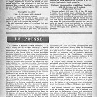1413 - Page 1398 - Partie scientifique. Les sociétés savantes. Société française de dermatologie et de syphiligraphie, Filiale Lyonnaise. Un cas de pemphigus aigu fébrile grave / Sarcoptes casaniers / Curieuse contamination syphilitique familiale / La presse. Les asthmes à dyspnée d’effort exclusive [(« Paris Médical », 10 août 1946)] / A propos d’une période de latence exceptionnellement longue chez un paralytique général non-traité [(« Maroc Médical », mai 1946)] / Les lésions oculaires par simple déplacement d’air au passage d’une balle [(« Lyon Médical », 21 juillet 1946)]