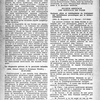 1457 - Page 1442 - Partie scientifique. Les sociétés savantes. Académie de médecine. Les formes non paralytiques de la maladie de Heine-Medin, (22-10-46) / Le diagnostic précoce de la paralysie infantile, (22-10-1946) / Société médicale des hôpitaux de Paris. Quelques effets et conséquences du traitement des épithéliomas prostatiques par le diéthylstilboestrol, (5-7-1946)