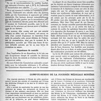 1467 - Page 1452 - Partie professionnelle. Droit professionnel. La réparation des dommages de guerre. Dommages mobiliers / Organismes de contrôle / Compte-rendu de la journée médicale minière