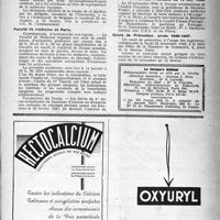 1536 - Page 1521 - Dernières nouvelles. Université de Paris / Faculté de médecine de Paris / La réunion d’Amitié Française du 13 nov. 1946 / Cours de Prévention, année 1946-1947