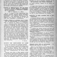 1556 - Page 1541 - Partie scientifique. Les sociétés savantes. Société médicale et anatomo-clinique de Lille. Péritonite sans perforation par manoeuvres abortives / Prolapsus du rectum et maladie du col vésical / Syndrome de Milkman-Loeser, chez une femme de 73 ans. Guérison clinique et radiologique. Activité ovarienne et ostéomalacie. Rachitisme et ostéomalacie / L’amine-2 thiazol et la thioürée dans le traitement des hyperthyroïdies (11 cas personnels) / Société des chirurgiens de Paris. A propos du traitement des prolapsus pelviens / A propos d’une fracture ouverte des deux os de l’avant-bras traitée par la méthode de Kuntscher / Fracture du col de l’omoplate abordée par la voie postérieure. Bon résultat fonctionnel / Infiltration du bulbe carotidien dans le choc traumatique / Phlegmon utérin diffus du post-partum