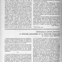 1612 - Page 1597 - Partie professionnelle. Organisation professionnelle. Assurances sociales. Les conditions d’un contrat social syndicats-caisses / Médecine et monde moderne. La médecine canadienne et la tradition française, par le Docteur Jacques Ménétrier