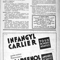 0060 - Page 35 - Dernières nouvelles. A nos abonnés / Faculté de Médecine / Hygiène scolaire et universitaire / Bourses d’études / Inspection de la Santé de la Savoie / Ministère de l’éducation Nationale