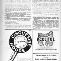 0065 - Page 40 - A travers l'officiel. Protection maternelle et infantile / Sécurité sociale. Accidents du travail / Assurances sociales