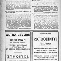0109 - Page 84 - Dernières nouvelles. Inspection médicale scolaire / Cent cinquantenaire de la Société de Médecine de Paris (1796-1946) / Sécurité sociale / Chambre Syndicale des Médecins de la Seine / Hygiène scolaire et universitaire