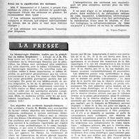 0129 - Page 104 - Partie scientifique. Les Sociétés Savantes. Société des chirurgiens de Paris. Invagination de l’appendice / Essai sur la signification des ostéomes / La presse. La blennorragie féminine, traitée par la pénicilline en milieu hospitalier [(« La Presse Médicale », 26 octobre 1946)] / Les séquelles des accidents hypoglycémiques [(« La Semaine des Hôpitaux, 28 novembre 1946)]