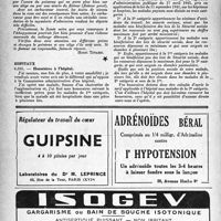 0149 - Page 124 - Correspondance. Application de la nomenclature. Cumul partiel réservé aux phtisiologues [Dr F. Decourt] / Hôpitaux. Honoraires à l’hôpital