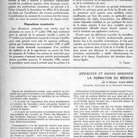 0279 - Page 254 - Partie professionnelle. Droit professionnel. Précisions sur le nouveau régime des allocations familiales / Médecine et monde moderne. La formation du médecin, par le Docteur André Gros