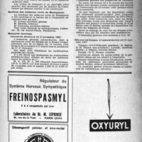 0302 - Page 277 - Dernières nouvelles. Association Générale des Médecins de France / Conférences de l’Union Fédérative Nationale des médecins de réserve / Syndicat des médecins civils de Madagascar / Mutualité familiale