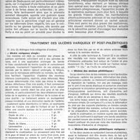 0314 - Page 289 - Partie scientifique. Les septicémies poste-angineuses, par M. Georges Boudin / Traitement des ulcères variqueux et poste-phlébitiques. Ulcère variqueux simple / Ulcères des anciens phlébitiques / Ulcères des anciens phlébitiques variqueux