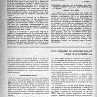 0443 - Page 418 - Partie scientifique. Les thèses. La résistance et la perméabilité des vaisseaux capillaires et la vitamine P. par Dr P. Galmiche (Thèse Paris 1945) / Conceptions modernes'du traitement des endocardites malignes lentes par la Pénicilline, par G. Oppert (Thèse Paris 1946) / XXIIIe Congrès de médecine légale, Paris 18-19 octobre 1946. Traumatologie légale