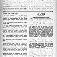 0493 - Page 468 - Partie scientifique. Une autre cloche, à propos du tétanos / Nouvelles d’Amérique / Les livres. Prostatectomie Endo-Urétrale, par Raymond Denis