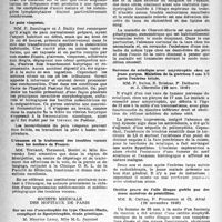 0535 - Page 510 - Partie scientifique. Les sociétés savantes. Académie de médecine, Séance du 21 janvier 1947. A propos de cinq cas d’encéphalite vaccinale / Le pain visqueux / L’examen et le traitement des troubles vocaux chez les écoliers de France / Société médicale des hôpitaux de Paris. Sur un cas d’amyotrophie du type Charcot-Marie, compliqué de lipodystrophie, étude génétique, (29 nov. 1946) / Sarcome du sciatique avec amyotrophie chez un jeune garçon. Maintien de la guérison 2 ans 1/2 après l’exérèse totale, (29 nov. 1946) / Ostéite grave de l’aile iliaque guérie par des doses massives de pénicilline, (29 novembre 1946)