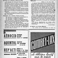 0605 - Page 580 - Dernières nouvelles. Académie Duchenne de Boulogne / Direction de la Santé de Seine-et-Oise / Inspection de la Santé d’Indre-et-Loire / Centre hospitalier régional de Besançon / Conseil Départemental de la Seine de l’Ordre des Médecins / Le M. R. P, et le Corps Médical