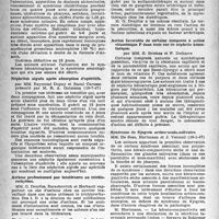0621 - Page 596 - Partie scientifique. Les sociétés savantes. Société médicale des hôpitaux de Paris. Lympho-sarcome du menton chez un enfant. Leucémie aiguë terminale deux ans après le début, (10-1-47) / Intoxication aiguë par la colchicine — Importante altération de leucopoïese / Néphrites aiguës après absorption d’apéritifs, (10-7-47) / Asthme professionnel par intolérance au trichlo-rethylène / Etude statistique relative : 48 cas de diabétiques porteurs d’infections diverses et traités par la pénicilline / Action favorable de certains composés à action vitaminique P dans trois cas de néphrite hématurique / Syndrome de Sjogren arthro-oculo-salivaire, (16-1-47)