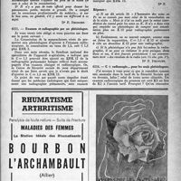 0724 - Page 699 - Correspondance. Application de la nomenclature. 1° Indemnité kilométrique ; 2° Des divers genres de pansements / Examen et radiographie par un phtisiologue / C + radioscopie... pour les seuls phtisiologues