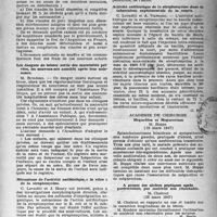 0916 - Page 887 - Partie scientifique. Les sociétés savantes. Académie nationale de médecine, Séance du 11 mars 1947. Viandes importées congelées / Activité antibiotique de la streptomycine dans la tuberculose expérimentale de la souris / Les dangers de laisser sortir des maternités privées, les nouveau-nés aussitôt après leur naissance / Mécanisme de l’activité antibiotique « in vitro » de la streptomycine / Académie de chirurgie. Megacôlon et Megarectum, (19 mars 1947) / A propos des ulcères peptiques après gastrectomie, par matériel non résorbable, (25 mars 1947) / Société médicale des hôpitaux. Le « poumon radiothérapique », (14-2-1947)