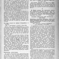 0964 - Page 935 - Partie scientifique. Les sociétés savantes. Académie de médecine, (Séance du 18 mars 1947). Nécessité d’un code international de la Santé Publique / Les âges devant les régimes déséquilibrés et carencés / Hypersplénie hémorragique / Académie de chirurgie. A propos du traitement chirurgical de l’echinococcose diffuse des os du bassin, (25 mars 1947) / Société médicale des hôpitaux de Paris. Epithélioma glandulaire bronchique bénin avec image radiologique normale, découvert par bronchoscopie systématique et guéri en trois séances d’électroncoagulation, (21-2-1947) / Difficultés diagnostiques des accidents de migration, à travers la paroi bronchique, des calcifications ganglionnaires, (21-2-1947)