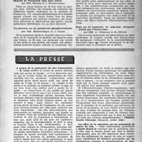 1012 - Page 983 - Partie scientifique. Les sociétés savantes. Société médicale des hôpitaux de Lyon. Néphrite aiguë de la période secondaire du cycle de l’infection tuberculeuse / Comité médical des Bouches-du-Rhône. Maladie de Friedreich chez deux frères / Un nouveau cas de polynévrite phosphocréosotée / Erotomanie : amoureuse d’un médecin / Deux cas de syndrome de négation d’organes traités par l’électron-choc / La presse. A propos de la pathogénie du choc traumatique [(Bulletin Société Chirurgie, Marseille, juillet 1946)] / Les effets de la castration sur les métastases du cancer du sein [(La Presse Médicale, 3 mai 1947)]
