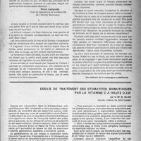 1096 - Page 1067 - Partie scientifique. Deux cas d’intoxication par l’aniline / Essais de traitement des stomatites bismuthiques par la vitamine c à haute dose, par le Dr S. Blau