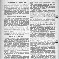 1231 - Page 46 - Annexe. Dispositions applicables dans les départements du Haut-Rhin, du Bas-Rhin, de la Moselle. Ordonnance du 4 octobre 1945 / Ordonnance du 19 octobre 1945 / Décret du 12 juin 1946