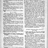 1255 - Page 1156 - Partie scientifique. Les sociétés savantes. Académie nationale de médecine (Séance du 22 avril 1947). Rapport au sujet de la sérovaccination et de la séro-prévention pour le tétanos et la diphtérie / Rapport au nom de la Commission de la Maternité / Influence décisive des glomus carotidiens dans le déclenchement des réactions cardiovasculaires à l’anoxie / De l’accouchement chez les femmes porteuses de fibromes / Société médicale des hôpitaux de Paris. A propos d’un ictère au cours d’un traitement d’une syphilis secondaire traitée par la pénicilline et le bismuth