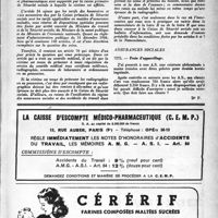 1280 - Page 1181 - Correspondance. Sécurité sociale. Accidents du travail. La nouvelle légalisation et les formalités à accomplir en cas de radiographie / Assurances sociales. Frais d’appareillage