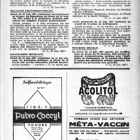 1290 - Page 1191 - A travers l'officiel. Exercice de la médecine / Maladies Professionnelles / Honoraires médicaux / Santé publique / Sécurité sociale