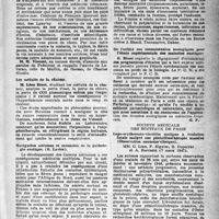 1338 - Page 1239 - Partie scientifique. Les sociétés savantes. Académie nationale de médecine, Séance du 29 avril 1947. Allocution de M. le Président / Les méfaits de la chaleur / Navigation aérienne et extension de la pathologie exotique / L’œuvre médicaux-sociale de la France territoires d’outre-mer / De l’utilité des connaissances zoologiques pour l’étude expérimentale des maladies exotiques / Société médicale des hôpitaux de Paris. Lupo-erythemato-viscérite maligne à évolution fatale malgré une pénicilline thérapie massive (observation anatomie-clinique), (7 mars 1947)