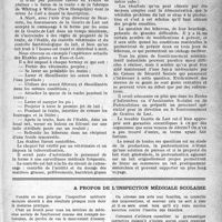 1348 - Page 1249 - Partie professionnelle. Les gouttes de lait. Consultations de nourrissons, gouttes de lait, biberonneries industrielles, centrales laitières, par le Dr H. Rouèche / A propos de l'inspection médicale scolaire