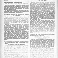 1377 - Page 1278 - Partie scientifique. Les sociétés savantes. Académie de chirurgie, Séance du 7 mai 1947. A propos du procès-verbal / Choc traumatique et cholinestérase / A propos de quelques cas de cancer du poumon / Le redressement des ankyloses osseuses vicieuses des spondylarthrites par l’ostéotomie vertébrale / Société médicale des hôpitaux de Paris. Accidents graves poste-vaccinaux, (21 mars 1947) / L’influence du cycle menstruel sur les troubles fonctionnels des cardiaques, (21 mars 1947)