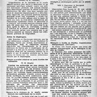 1418 - Page 1319 - Partie scientifique. Les sociétés savantes. Académie nationale de médecine, Séance du 6 mai 1941. Preuves en faveur de l’effet stérilisant profond de l’Association liposoluble d'ester-méthyllque de pénicilline et de bismuth dans la syphilis / Action du diaphragme / Données nouvelles relatives au mode d’action dessulfamidés / Epreuve de la virulence de la moelle osseuse sternale des syphilitiques sur la souris / Société médicale des hôpitaux de Paris. Méningite à entérocoques guérie par la pénicilline, (14 mars 1947) / Méningite à bacille de Pfeiffer, Considérations thérapeutiques, (28-3-1947) / Note sur l’emploi, pour le diagnostic radiologique des hernies discales, de liquides opaques pouvant être retirés par simple aspiration, (28-3-1947)