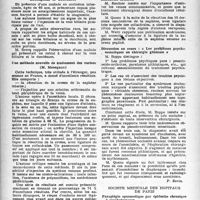 1457 - Page 1358 - Partie scientifique. Les sociétés savantes. Académie de chirurgie. Séance du 14 mai 1947. Calcul biliaire découvert radiologiquement dans le duodénum / Une méthode nouvelle de traitement des varices / Discussion en cours : « Les problèmes psychosomatiques en chirurgie générale » / Société médicale des hôpitaux de Paris. Paraplégie spasmodique par épidurite chronique à staphylocoques