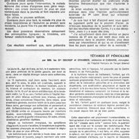 1485 - Page 1386 - Partie scientifique. Poumon d'acier, par le Professeur Jean Minet / Tétanos et pénicilline, par MM. les Drs Decrop et Cabanie