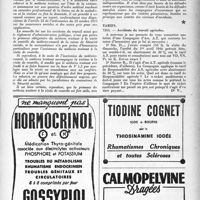1536 - Page 1437 - Correspondance. Sécurité sociale. Accidents du travail. Assistance du médecin traitant à la visite de contrôle en matière d’accidents du travail / Tarifs. Accidents du travail agricoles
