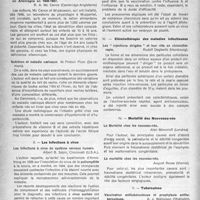 1587 - Page 1488 - Partie scientifique. Cinquième congrès international de pédiatrie, New-York 14-17 juillet 1947. Nutrition. Observations sur la Nutrition, la Santé et le Développement physique dans la zone anglaise d’occupation en Allemagne en 1946-1947, R. A. Mc Cance / Nutrition et maladie coeliaque. M. Preben Plum / Les infections à virus. Les infections à virus du système nerveux humain, Albert B. Sabin / Les Maladies respiratoires à virus, Thomas Francis / Chimiothérapie des maladies infectieuses. Les « injections dirigées » et leur rôle en chimiothérapie. Rudolf Degkwitz / Mortalité des Nouveaux-nés. La Mortalité chez les nouveau-nés, Alan Moncrieff / La mortalité chez les nouveau-nés, August Reuss / Tuberculose. Vaccination antituberculeuse et prophylaxie antituberculeuse, A. J. Wallgreen
