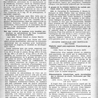 1589 - Page 1490 - Partie scientifique. Les sociétés savantes. Académie de médecine. Séance du 13 mai 1947. Présentation d’un film de M. Oswaldo Vital Brazil sur l’antagonisme entre la prostigmine et les substances curarisantes / Sur une variété de nanisme avec troubles particuliers du métabolisme de l’eau (syndrome oligodipsique avec hydrophilie) / A propos de la récente épidémie de variole survenue dans la région Parisienne / Société médicale des hôpitaux de Paris. Néphrite aiguë poste-angineuse. Hypertension paradoxale, (18 avril 1947) / Hépatonéphrite hémolytique après intoxication par le chlorate de soude. Traitement par l’hémodialyse, (18 avril 1947)