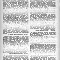 1595 - Page 1496 - Partie scientifique. Presse étrangère. Considérations britanniques sur le cancer du rectum [(« British Médical Journal », 18-1-47)] / Chewing-gum à la Pénicilline [(« British Médical Journal », 11-1-47)] / Le sulfocyanate de potassium dans le traitement de l’hypertension [(« British Médical Journal », 3 mai 1947)] / La courbe thermique, méthode d’exploration en gynécologie